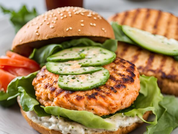 Somonlu burger: Taze somon köftesi ve taze malzemelerle hazırlanmış leziz burger